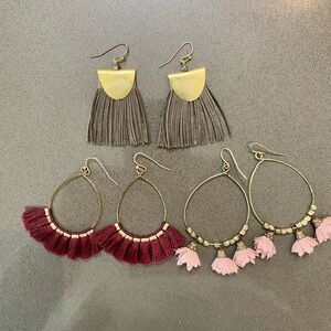 3 Pairs of Elegant Dangle Earrings